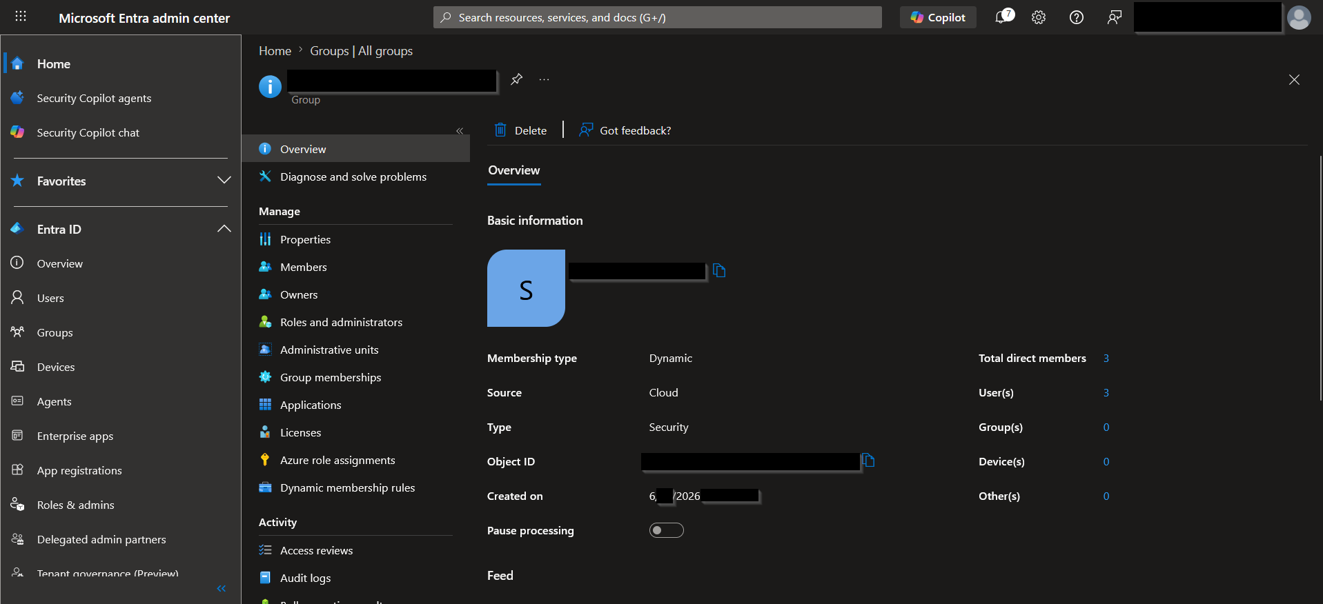 Azure Entra ID group overview for dynamic membership configuration.